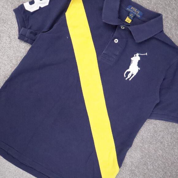 Polo Ralph Lauren Embroidered Youth Medium Blue Yellow Short Sleeve Polo Shirt - Picture 7 of 9